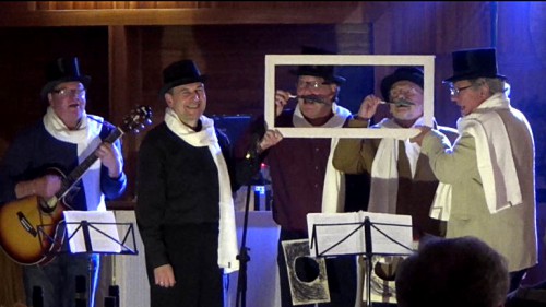 Weinfest mit einer frivolen Uraufführung von Walter, Bernd, Uwe, Reinhardt und Peter (v.l.n.r.)
